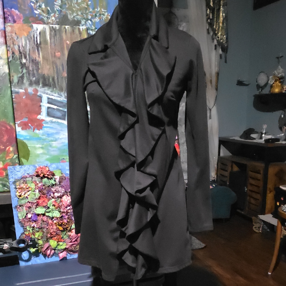 Cable & Gauge Black Ruffle Blazer